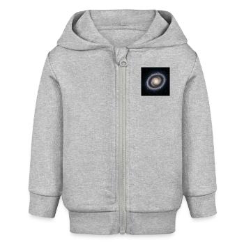 Impression d’art en spirale galaxie - Veste à capuche bébé bio Stanley/Stella - gris chiné - Devant