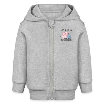 Je suis la grande soeur B - Baby Organic Kapuzenjacke Baby Connector von Stanley/Stella - Grau meliert - Vorne