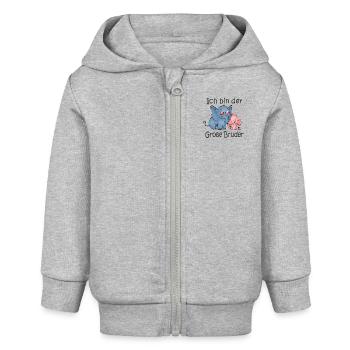 Ich Bin Der Große Bruder - Baby Organic Kapuzenjacke Baby Connector von Stanley/Stella - Grau meliert - Vorne