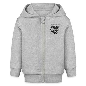 Fear Less schwarz pocketprint - Baby Organic Kapuzenjacke Baby Connector von Stanley/Stella - Grau meliert - Vorne