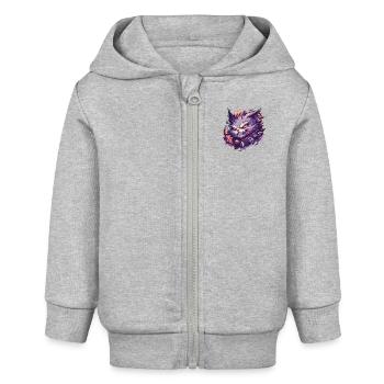 Bedrohliche Katze - Baby Organic Kapuzenjacke Baby Connector von Stanley/Stella - Grau meliert - Vorne
