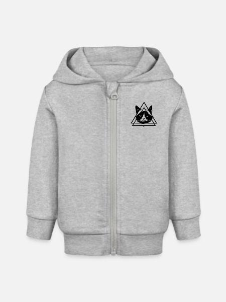 Cat. - Hoodie med dragkedja baby ekologisk Stanley/Stella - gråmelerad