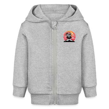Funny colorful Christmas owl with Santa hat - Baby Organic Zip-up Hoodie by Stanley/Stella - heather grey - Front