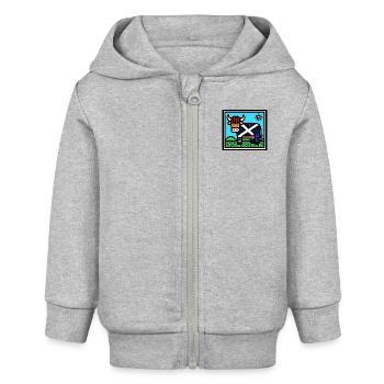 Scottish Highland Cow - Pop Art - Baby Organic Zip-up Hoodie by Stanley/Stella - heather grey - Front