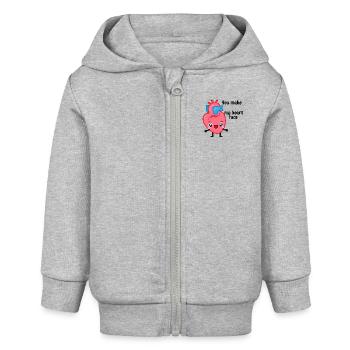 Charades médicales - Coeur - Veste à capuche bébé bio Stanley/Stella - gris chiné - Devant