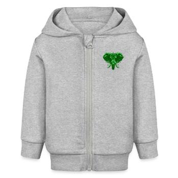 Tier Elefant Grün - Baby Organic Kapuzenjacke Baby Connector von Stanley/Stella - Grau meliert - Vorne