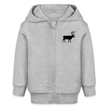 reindeer deer animal - Baby Organic Kapuzenjacke Baby Connector von Stanley/Stella - Grau meliert - Vorne