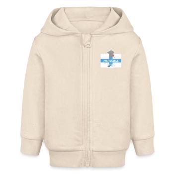 Marseille, the city's flag - Baby Organic Zip-up Hoodie by Stanley/Stella - soft Ecru - Front