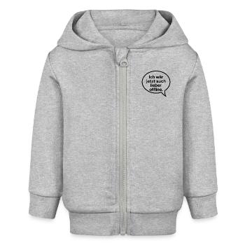 Ich wär jetzt auch lieber offline. - Baby Organic Kapuzenjacke Baby Connector von Stanley/Stella - Grau meliert - Vorne