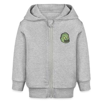 Zombiekopf für Kinder - Baby Organic Kapuzenjacke Baby Connector von Stanley/Stella - Grau meliert - Vorne