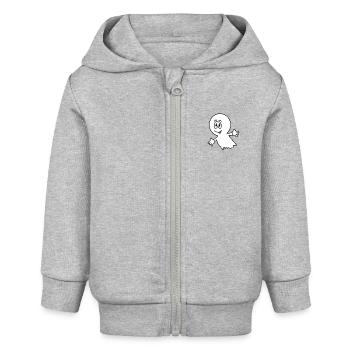 Gespenst - Baby Organic Kapuzenjacke Baby Connector von Stanley/Stella - Grau meliert - Vorne