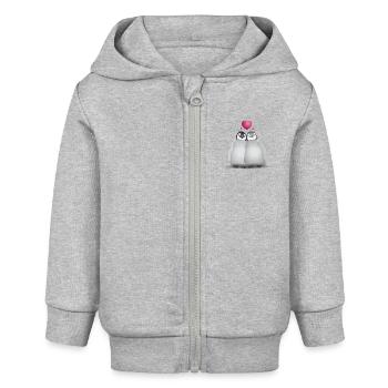 verliebte Pinguine - Baby Organic Zip-up Hoodie by Stanley/Stella - heather grey - Front