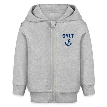 Sylt - Nordsee - Deutschland - Kampen - Insel - Baby Organic Kapuzenjacke Baby Connector von Stanley/Stella - Grau meliert - Vorne