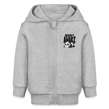 Panda bear awake - Baby Organic Zip-up Hoodie by Stanley/Stella - heather grey - Front