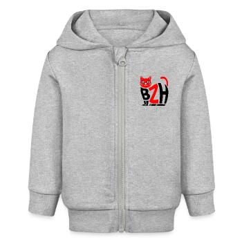 Katze BZH - Baby Organic Kapuzenjacke Baby Connector von Stanley/Stella - Grau meliert - Vorne