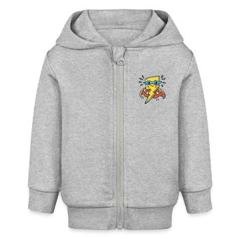 Lightning with Superpowers – An Electrifying Hero - Baby Organic Zip-up Hoodie by Stanley/Stella - heather grey - Front