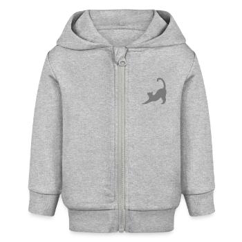 Katze grau - Baby Organic Kapuzenjacke Baby Connector von Stanley/Stella - Grau meliert - Vorne
