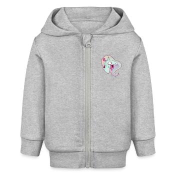 Grim Das Einhorn - Baby Organic Kapuzenjacke Baby Connector von Stanley/Stella - Grau meliert - Vorne