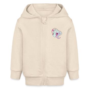 Grim Das Einhorn - Baby Organic Kapuzenjacke Baby Connector von Stanley/Stella - Natur - Vorne