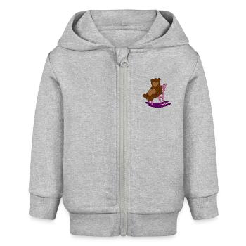 Teddybär auf einem Stuhl - T-Shirt - Baby Organic Kapuzenjacke Baby Connector von Stanley/Stella - Grau meliert - Vorne