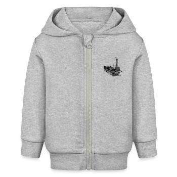 Lokomotive Adler Dampflok Deutschland Dampfwagen - Baby Organic Kapuzenjacke Baby Connector von Stanley/Stella - Grau meliert - Vorne
