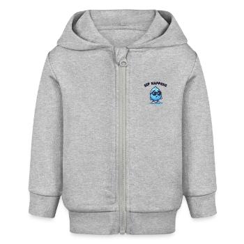 sip happens - Wassertropfen Comicfigur - Baby Organic Kapuzenjacke Baby Connector von Stanley/Stella - Grau meliert - Vorne