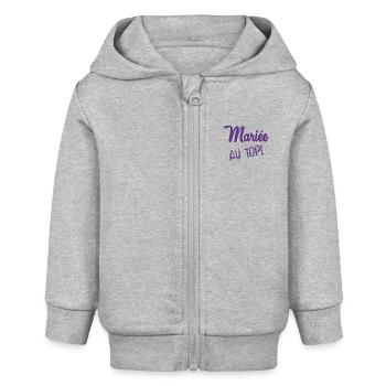 HOCHZEIT. ZUKÜNFTIGE BRAUT. Junggesellinnenabschied - Baby Organic Kapuzenjacke Baby Connector von Stanley/Stella - Grau meliert - Vorne