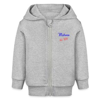 GELIEBTE - Baby Organic Kapuzenjacke Baby Connector von Stanley/Stella - Grau meliert - Vorne