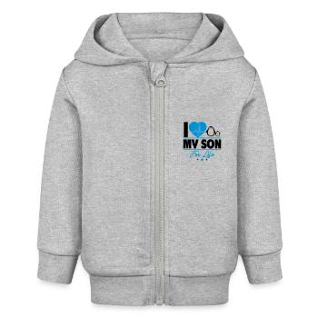 Ich liebe meinen Sohn – Für Eltern mit Humor - Baby Organic Kapuzenjacke Baby Connector von Stanley/Stella - Grau meliert - Vorne