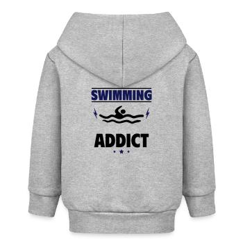 Addicted to swimming - Baby Organic Zip-up Hoodie by Stanley/Stella - heather grey - Back