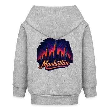 Manhattan City New York Silhouette Gift - Baby Organic Zip-up Hoodie by Stanley/Stella - heather grey - Back