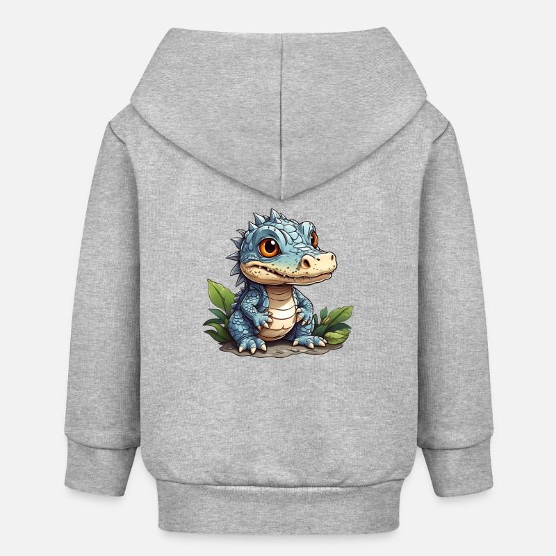 petit alligator mignon - Veste à capuche bébé bio Stanley/Stella - gris chiné