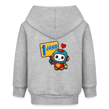 Ein Jahr kleiner Roboter Kindergeburtstag - Baby Organic Kapuzenjacke Baby Connector von Stanley/Stella - Grau meliert - Hinten
