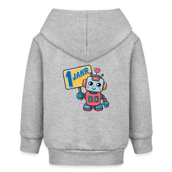 Ein Jahr kleiner Roboter Kindergeburtstag - Baby Organic Kapuzenjacke Baby Connector von Stanley/Stella - Grau meliert - Hinten