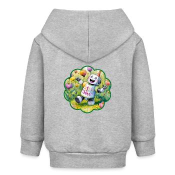 Erster Geburtstag, ich werde 1, 1. Geburtstag - Baby Organic Kapuzenjacke Baby Connector von Stanley/Stella - Grau meliert - Hinten