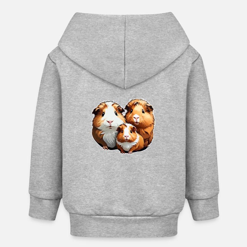 Trois mignons cochons d’Inde - Veste à capuche bébé bio Stanley/Stella - gris chiné