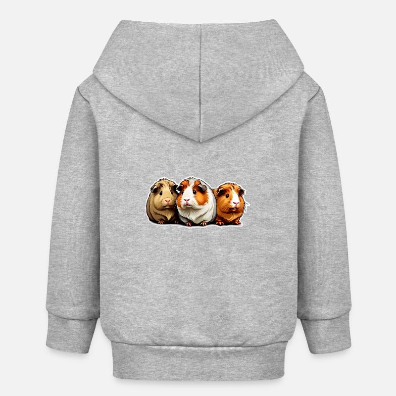 Trois mignons cochons d’Inde - Veste à capuche bébé bio Stanley/Stella - gris chiné