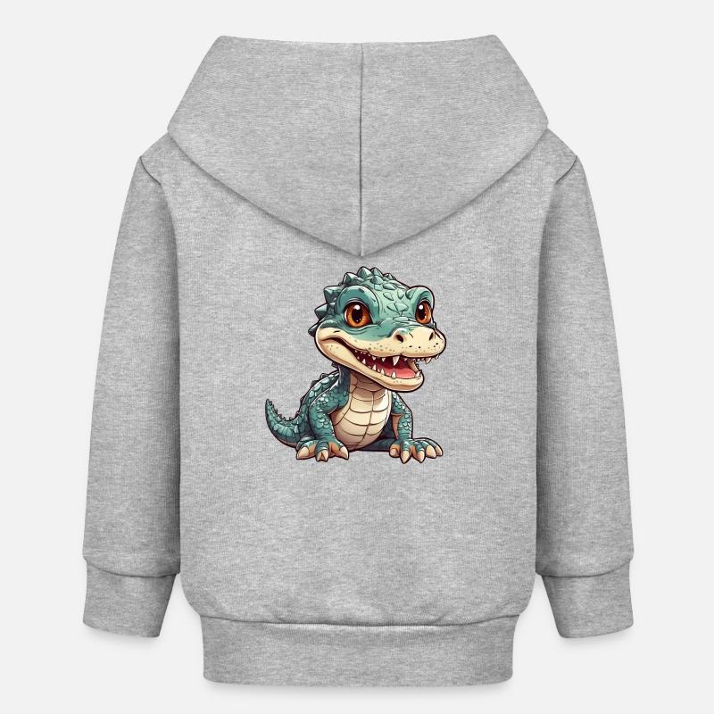 petit alligator mignon - Veste à capuche bébé bio Stanley/Stella - gris chiné