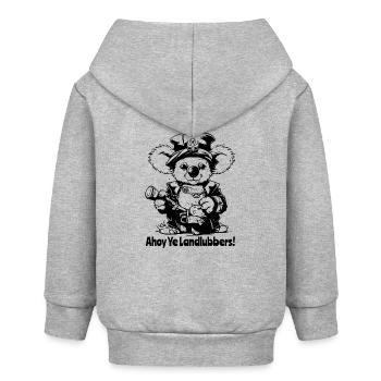 Ahoy ihr Landratten, Koala-Kapitän - Baby Organic Kapuzenjacke Baby Connector von Stanley/Stella - Grau meliert - Hinten