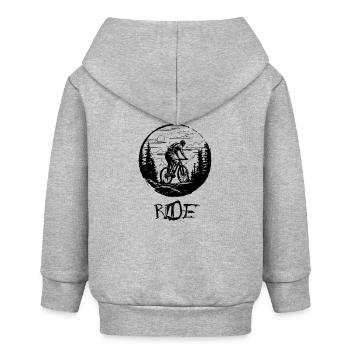 Mit dem Mountainbike unterwegs - Baby Organic Kapuzenjacke Baby Connector von Stanley/Stella - Grau meliert - Hinten