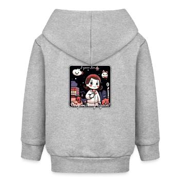 Niedliches Cartoon-Mädchen im Schlaf spazieren - Baby Organic Kapuzenjacke Baby Connector von Stanley/Stella - Grau meliert - Hinten