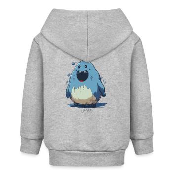 Cartoon-Kreatur lustiger Blob - Baby Organic Kapuzenjacke Baby Connector von Stanley/Stella - Grau meliert - Hinten