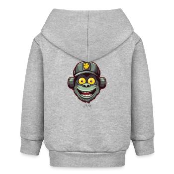 Funky, funny, friendly monkey - Baby Organic Zip-up Hoodie by Stanley/Stella - heather grey - Back