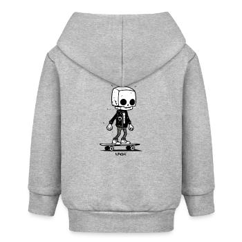 Modischer Skelett Schädel: Skateboard Skateboarder - Baby Organic Kapuzenjacke Baby Connector von Stanley/Stella - Grau meliert - Hinten