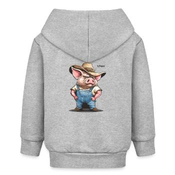 Hillbilly village redneck pig farmer pig - Baby Organic Zip-up Hoodie by Stanley/Stella - heather grey - Back