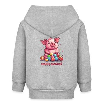 Happy Easter: Happy Pig Easter Egg - Baby Organic Zip-up Hoodie by Stanley/Stella - heather grey - Back