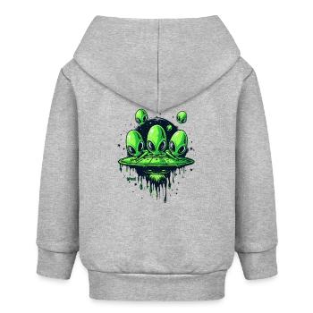 Drôle de disque volant : Petite invasion extraterrestre verte - Veste à capuche bébé bio Stanley/Stella - gris chiné - Dos