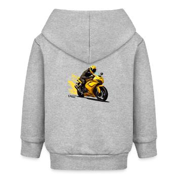 Gelbes Motorrad: Superbike Biker Fahrer - Baby Organic Kapuzenjacke Baby Connector von Stanley/Stella - Grau meliert - Hinten