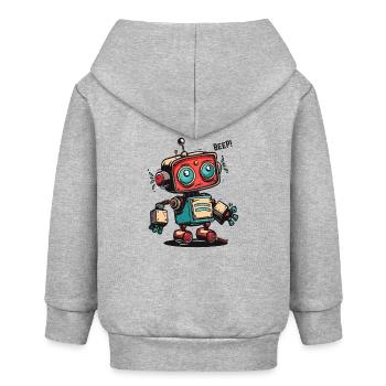 Piep Piep, hier kommt der Cartoon-Roboter - Baby Organic Kapuzenjacke Baby Connector von Stanley/Stella - Grau meliert - Hinten