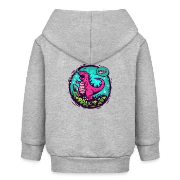 Riesenechse Dinosaurier Dino, Furz - Baby Organic Kapuzenjacke Baby Connector von Stanley/Stella - Grau meliert - Hinten